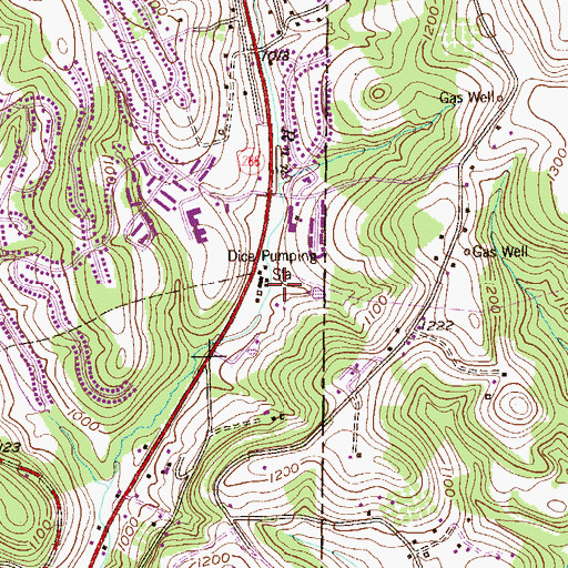 Topographic Map of Dice Pumping Station, PA