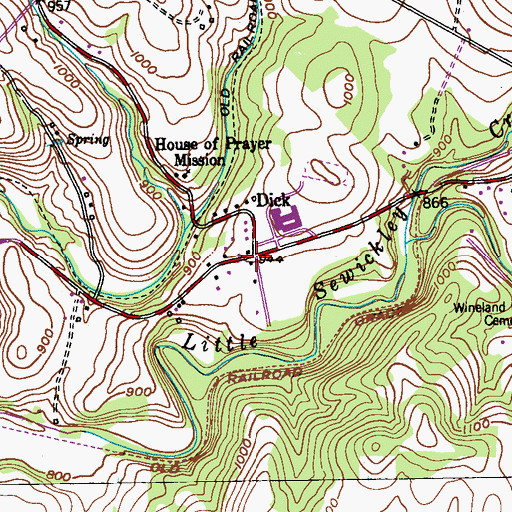 Topographic Map of Dick, PA