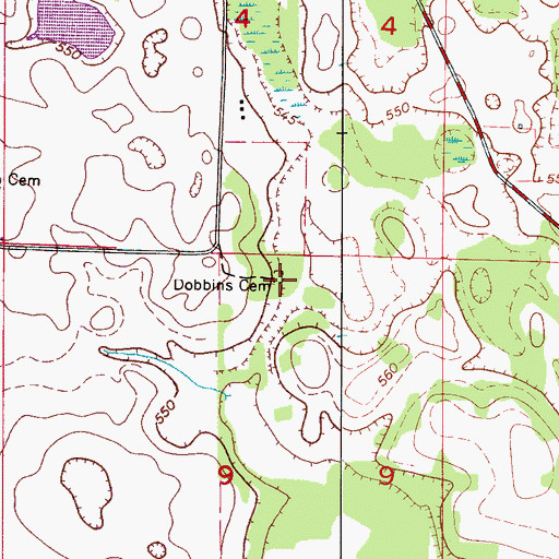 Topographic Map of Dobbins Cemetery, AL