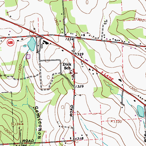 Topographic Map of Dick School, PA