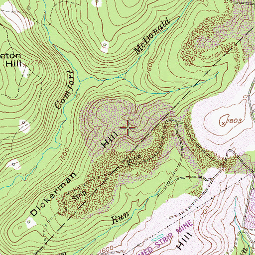 Topographic Map of Dickerman Hill, PA