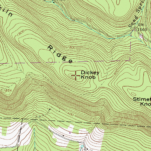 Topographic Map of Dickey Knob, PA