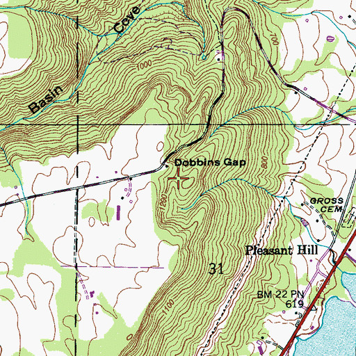 Topographic Map of Dobbins Gap, AL