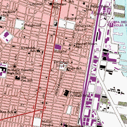 Topographic Map of Dickinson Square, PA