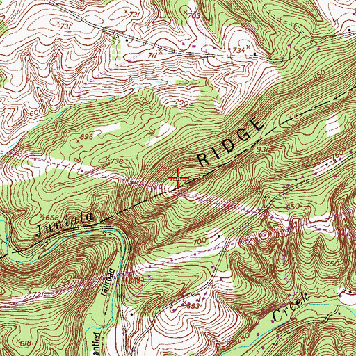 Topographic Map of Dicks Ridge, PA