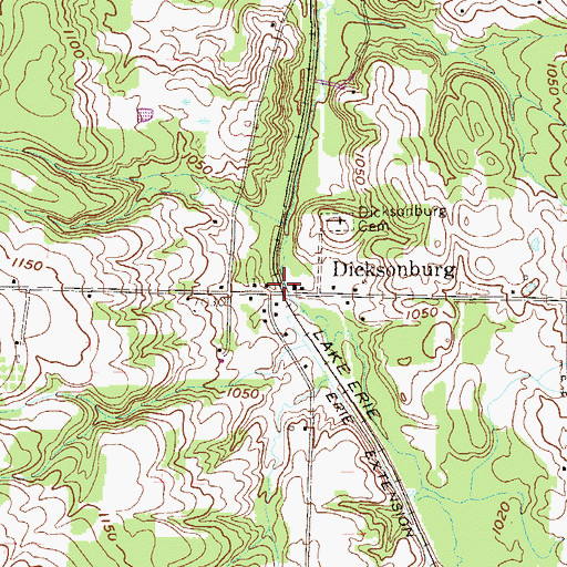 Topographic Map of Dicksonburg, PA