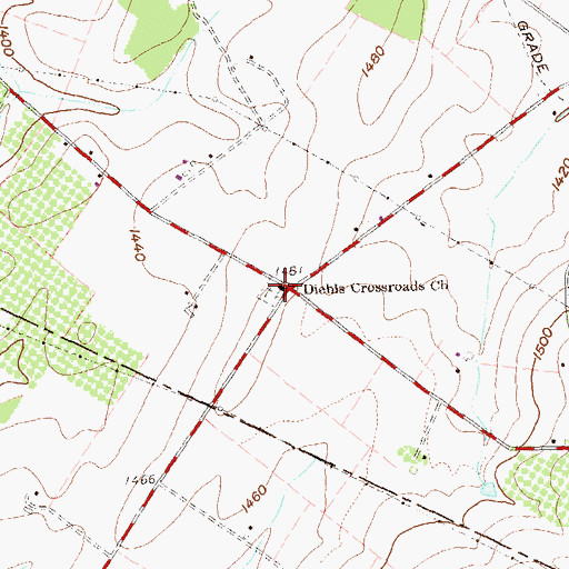 Topographic Map of Diehls Crossroads Church, PA