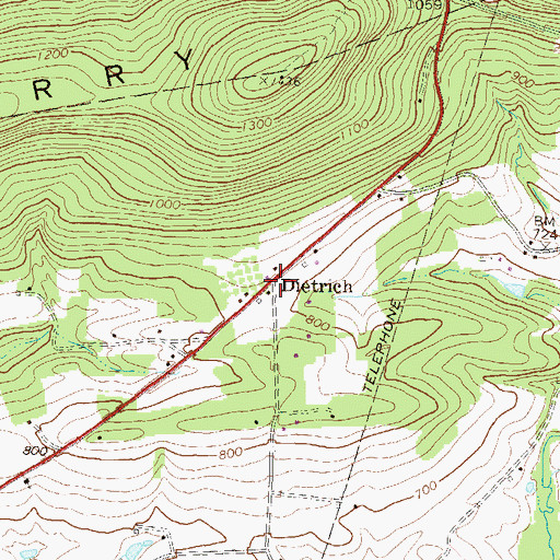 Topographic Map of Dietrich, PA
