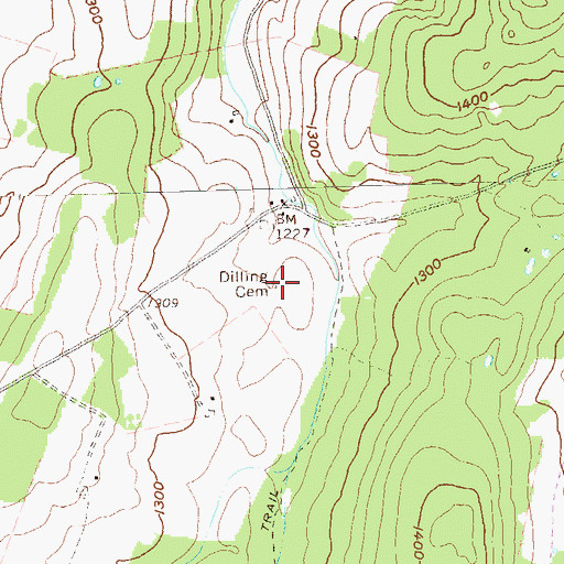 Topographic Map of Dilling Cemetery, PA