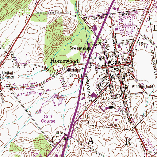 Topographic Map of Dillsburg Cemetery, PA
