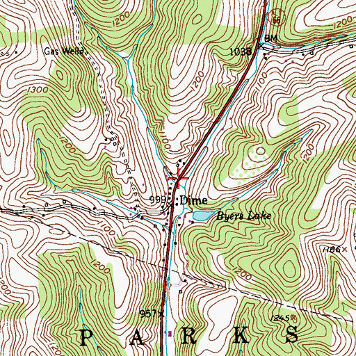 Topographic Map of Dime, PA