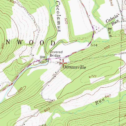 Topographic Map of Dimmsville, PA