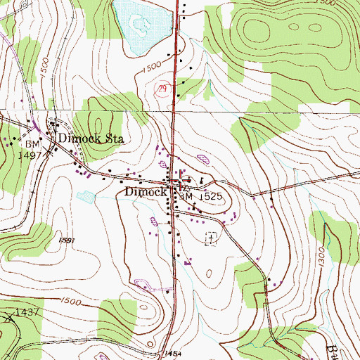 Topographic Map of Dimock, PA