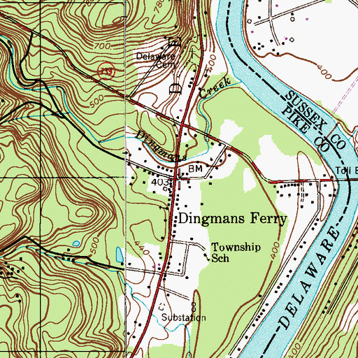 Topographic Map of Dingmans Ferry, PA