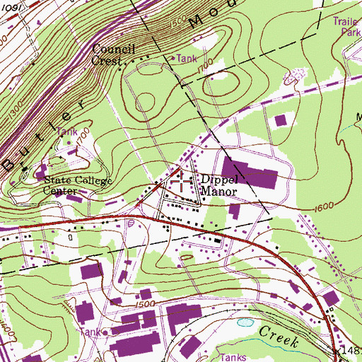 Topographic Map of Dippel Manor, PA