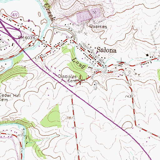 Topographic Map of Disciples Cemetery, PA