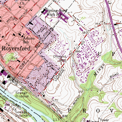 Topographic Map of Dismant Cemetery, PA