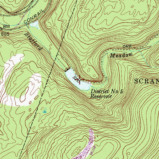 Topographic Map of District Number Fifty-Nine Reservoir, PA