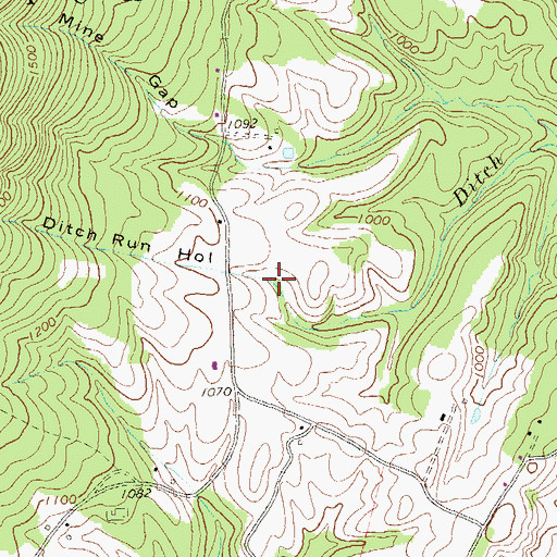 Topographic Map of Ditch Run Hollow, PA