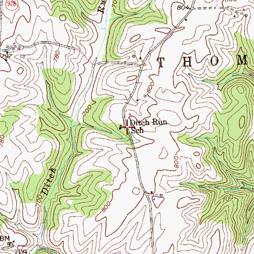 Topographic Map of Ditch Run School, PA