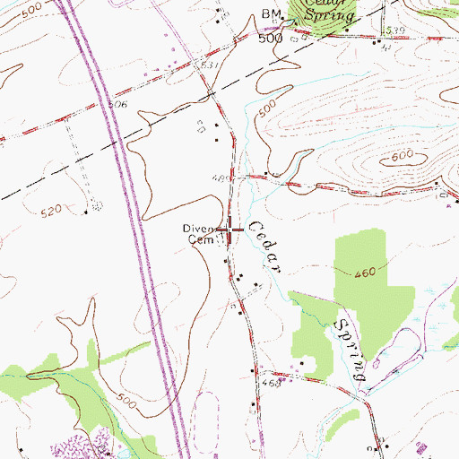 Topographic Map of Diven Cemetery, PA