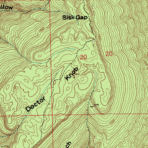 Topographic Map of Doctor Knob, AL
