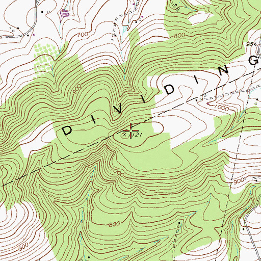 Topographic Map of Dividing Ridge, PA