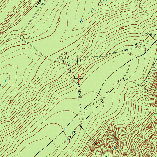Topographic Map of Dividing Waters Trail, PA