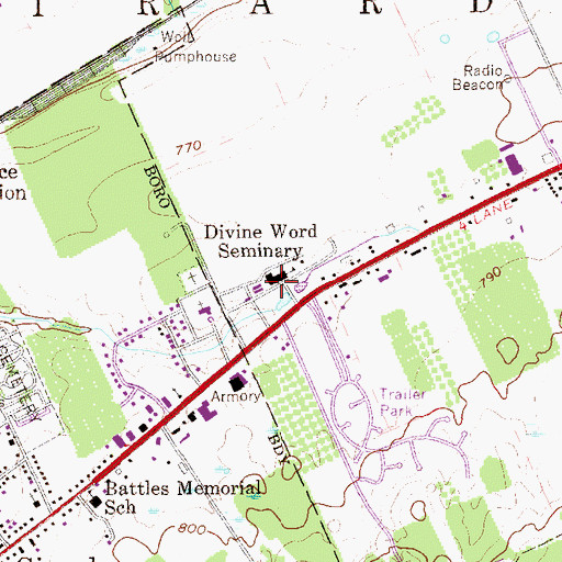 Topographic Map of Divine Word Seminary, PA
