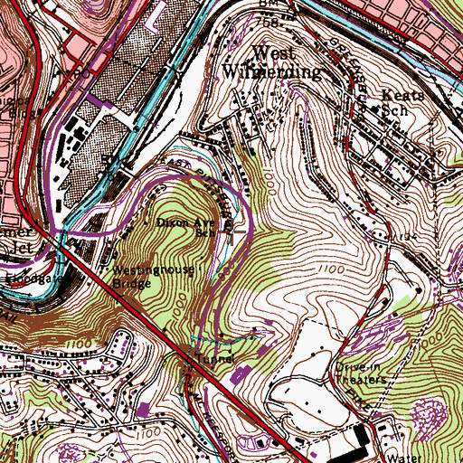 Topographic Map of Dixon Avenue School, PA