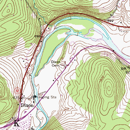 Topographic Map of Dixon Cemetery, PA