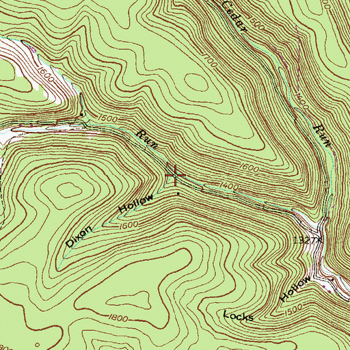 Topographic Map of Dixon Hollow, PA