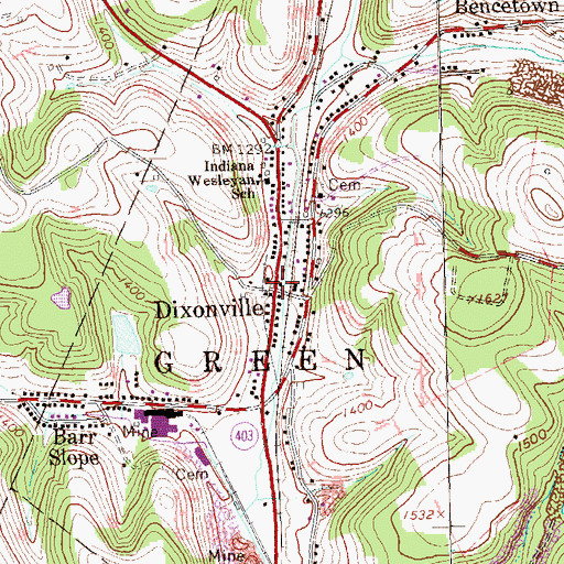 Topographic Map of Dixonville, PA