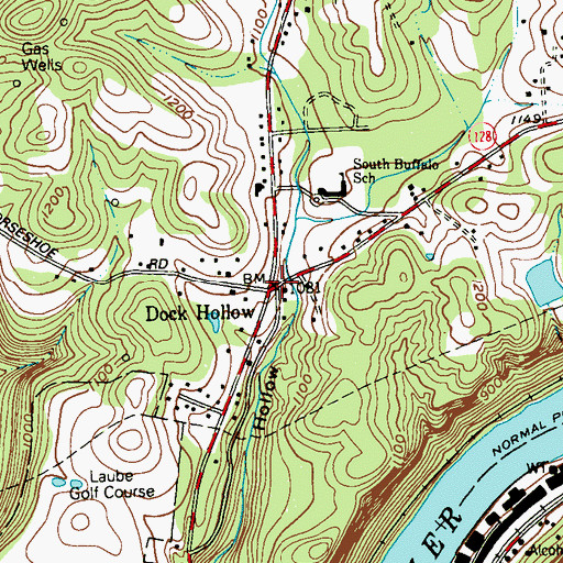 Topographic Map of Dock Hollow, PA