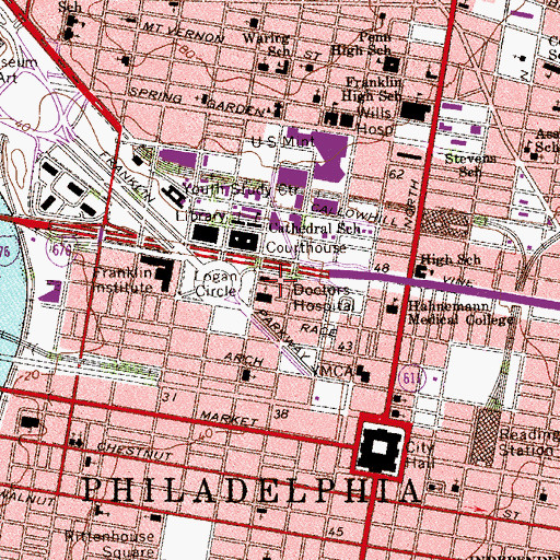 Topographic Map of Doctors Hospital, PA