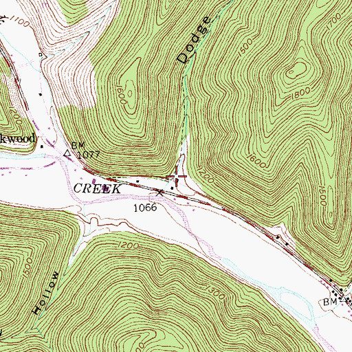 Topographic Map of Dodge Hollow, PA