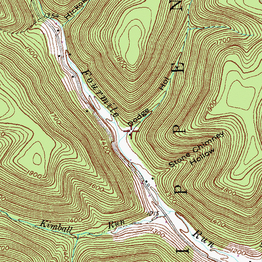 Topographic Map of Dodge Hollow, PA