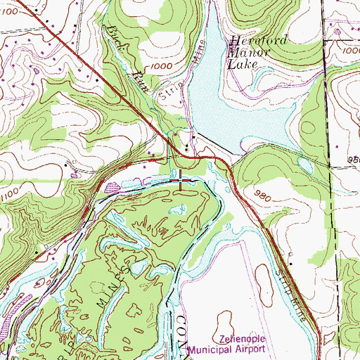 Topographic Map of Doe Run, PA