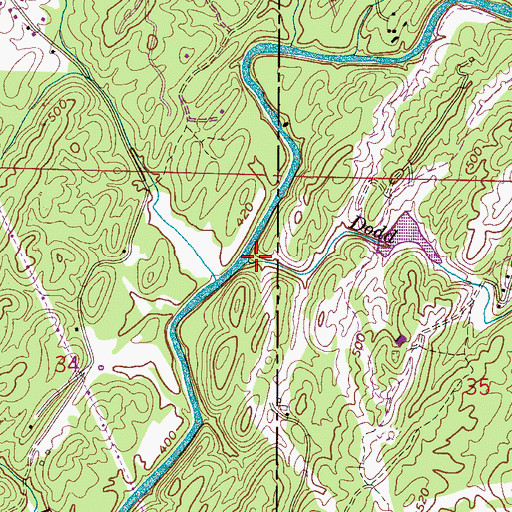 Topographic Map of Dodd Branch, AL