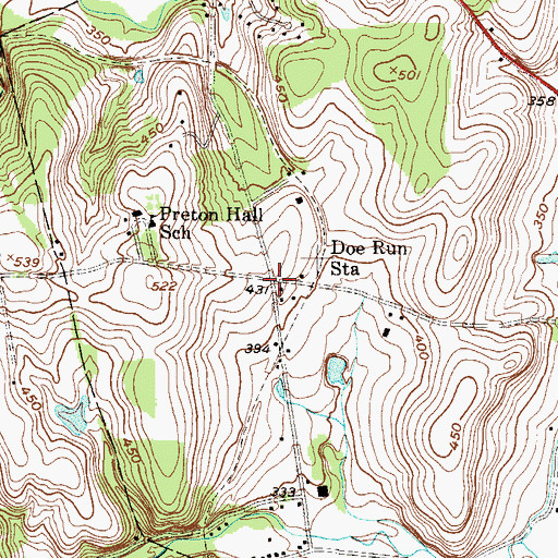 Topographic Map of Doe Run Station, PA