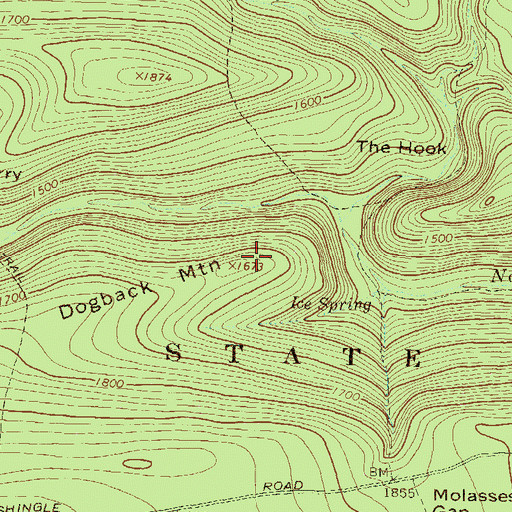 Topographic Map of Dogback Mountain, PA