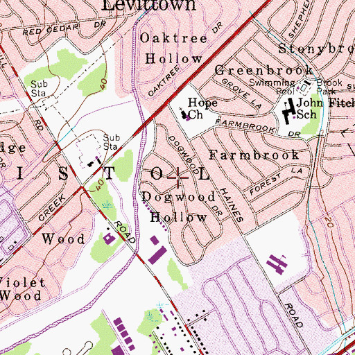 Topographic Map of Dogwood Hollow, PA