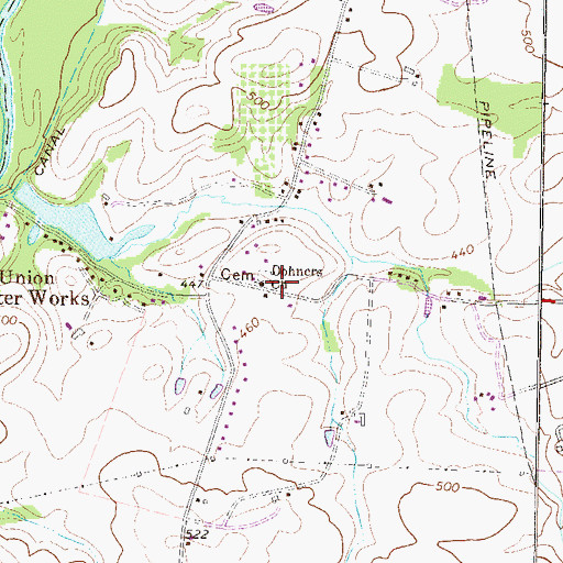 Topographic Map of Dohners Church, PA