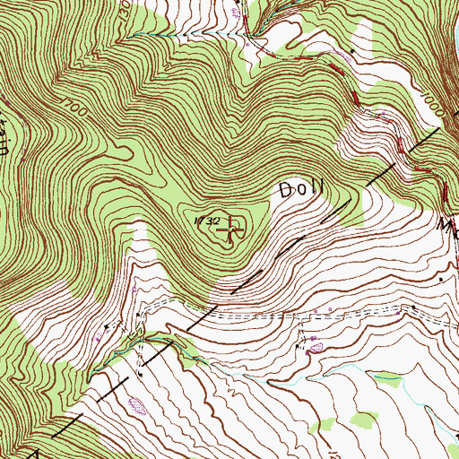 Topographic Map of Doll Mountain, PA
