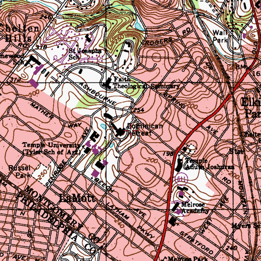 Topographic Map of Dominican Retreat, PA