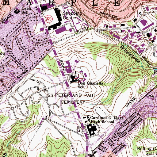 Topographic Map of Don Quanella School, PA