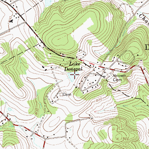 Topographic Map of Lake Donegal, PA