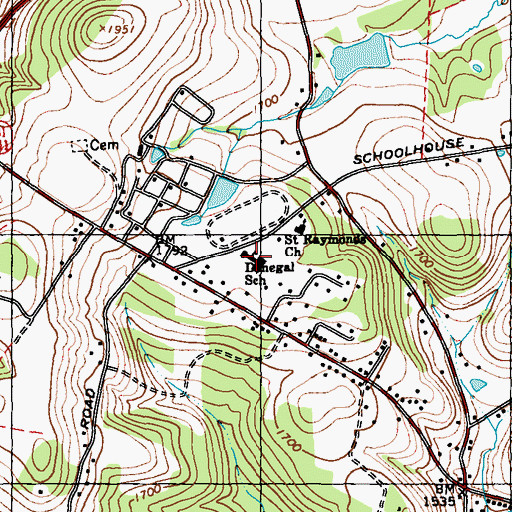 Topographic Map of Donegal School, PA