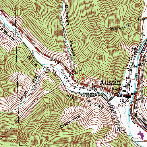 Topographic Map of Donovan Hollow, PA
