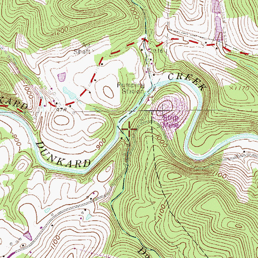Topographic Map of Dooley Run, PA